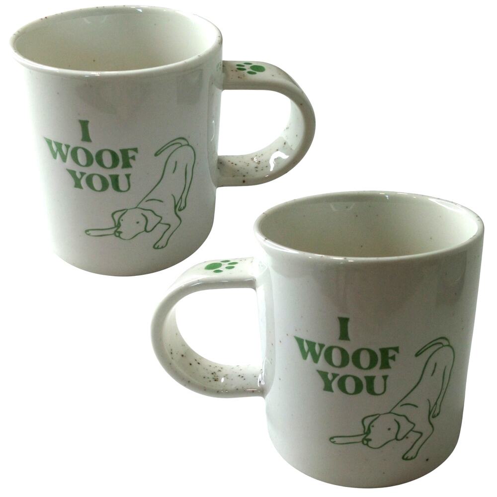 2‑PK 16oz Stoneware “I Woof You” Mugs – Room Essentials – White